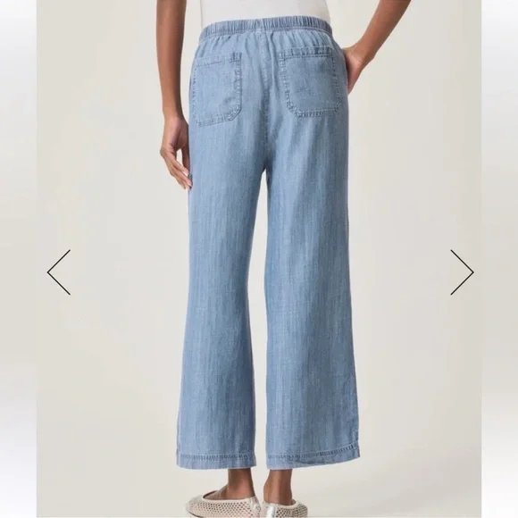 $168 Splendid  Angie Indigo Pant Sz L cropped wide leg super soft & lightweight - Picture 5 of 14